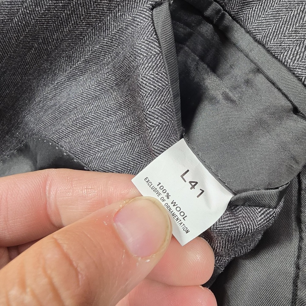 Jos A Bank Signature Collection Suit Mens 41L 35L Wool Gray‎ Herringbone 2pc - Picture 7 of 16